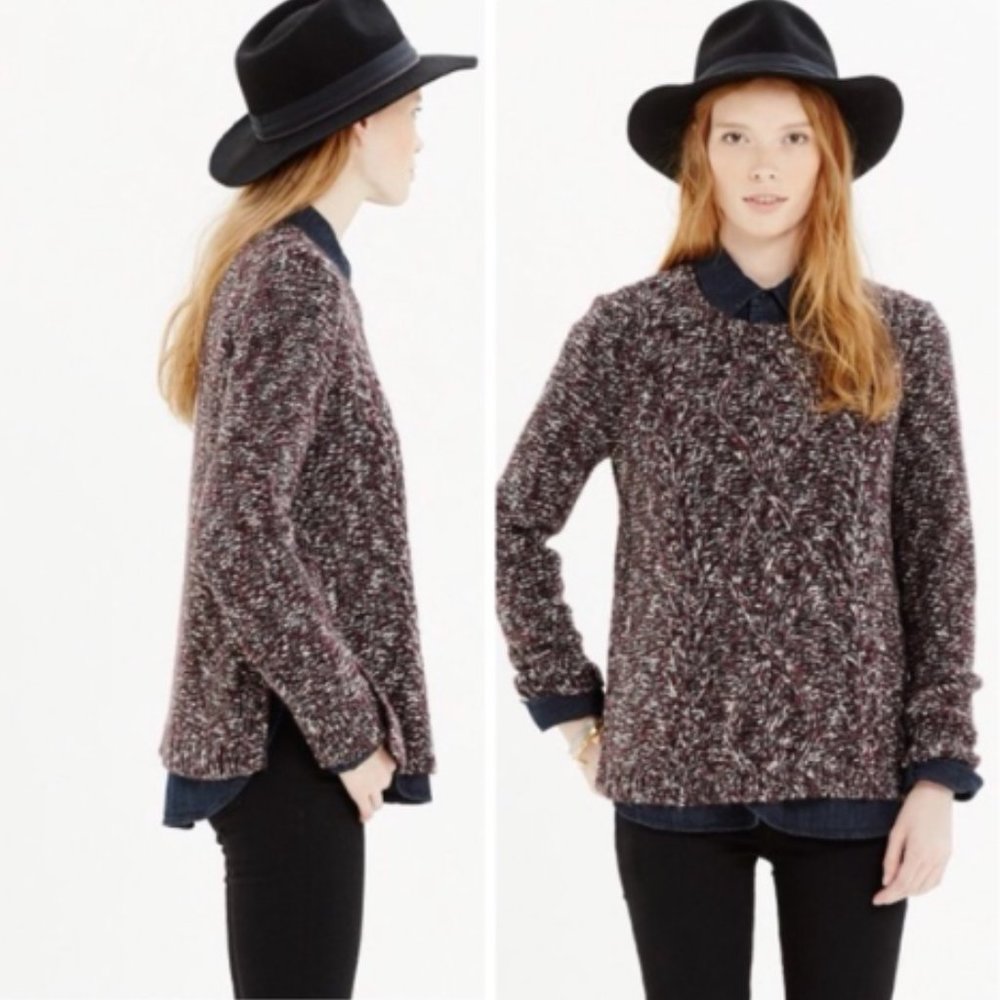 Madewell Maroon Firelight Marled ThickKnit Sweater